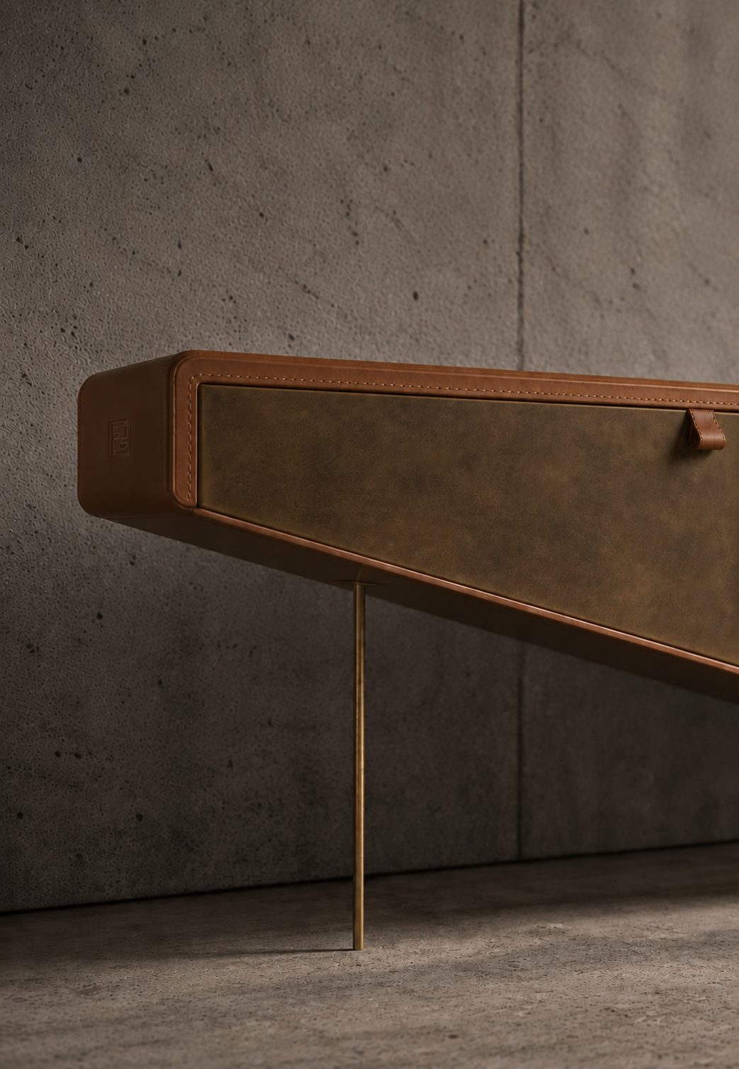 Keystone Console, brass leg detail